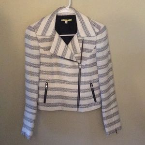 Gianna Bini Striped Tweed Moto Jacket